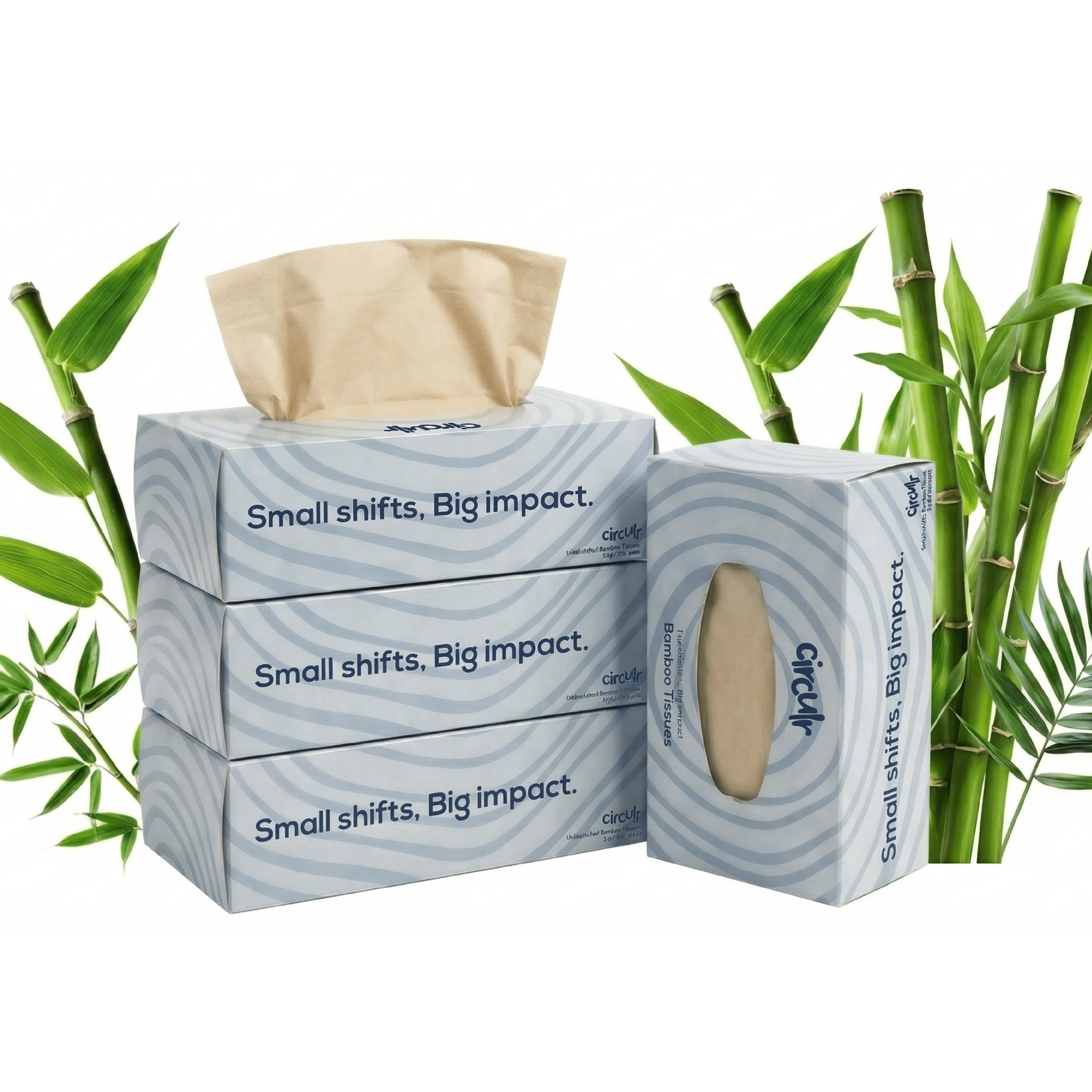 Bamboo Facial Tissues Blue (2 Ply | 100 Pulls)