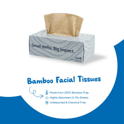 Bamboo facial tissue product packaging by Circulr